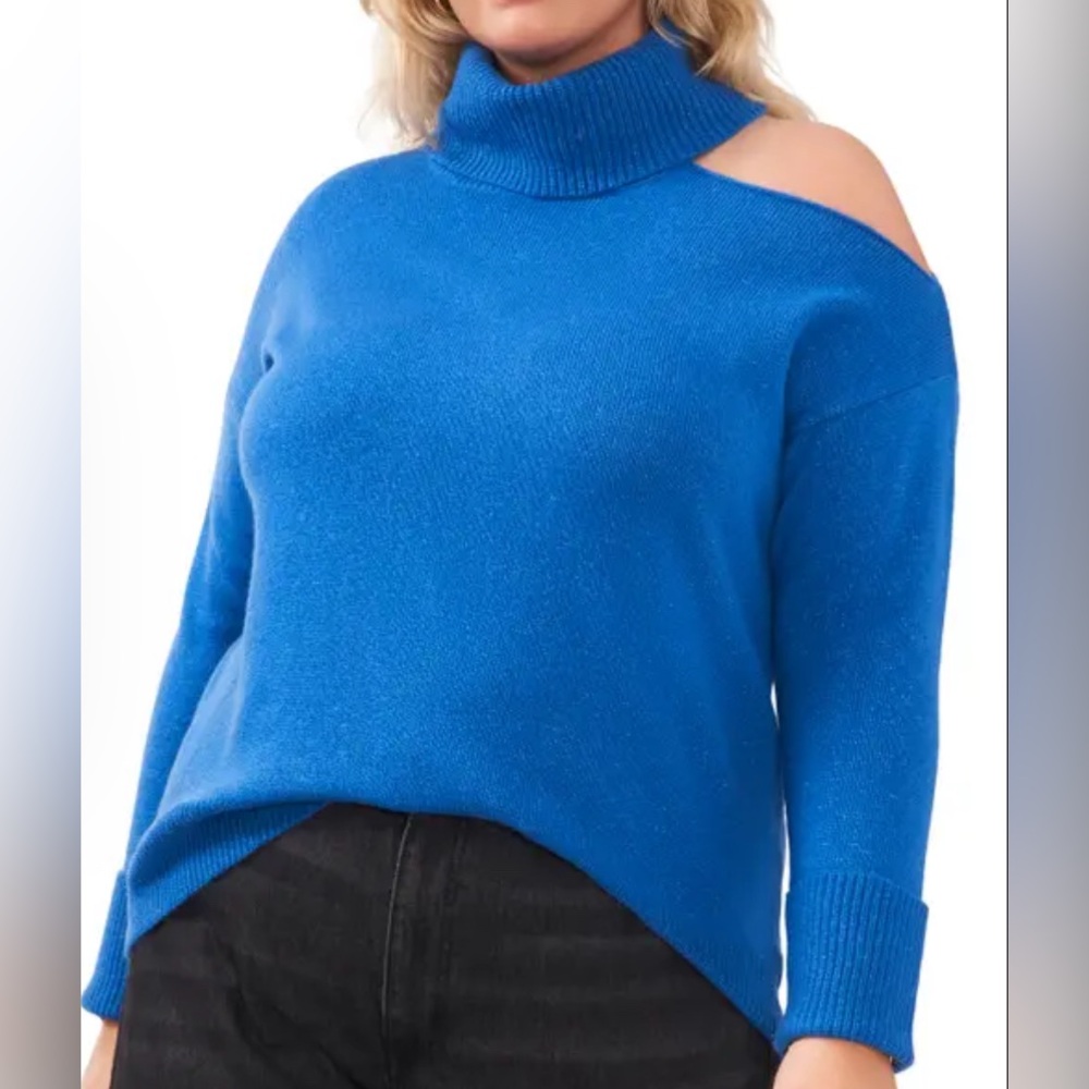 1 State Blue Turtleneck Cutout Sweater now size 2X